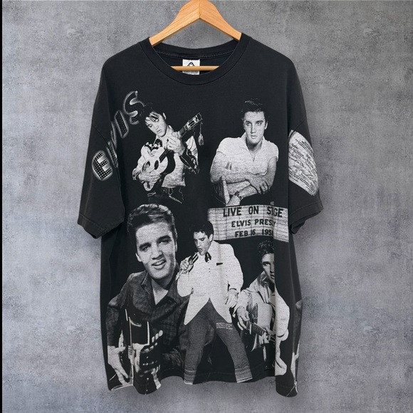Vintage Elvis Presley “Live On Stage” All Over Print T-Shirt Size 2XL - Picture 1 of 10